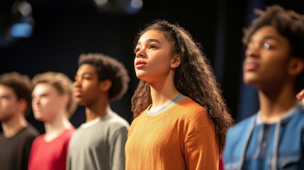 Fototapeta premium Diverse High School Students in Performance Setting