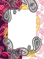 Damask Jacobean Paisley isolated frame border banner