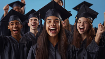 Obraz premium Diverse Group of High School Students at Graduation