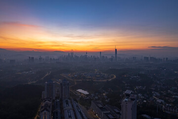 view of kuala lumpur city during sunrise.kuala lumpur is a heart of malaysia