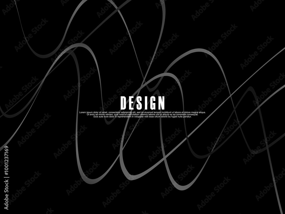Fototapete black background with gray gradient ribbon pattern. black background with modern graffiti pattern.