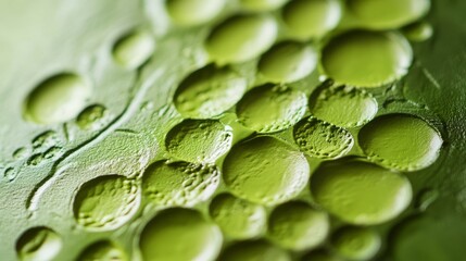 Water Droplets on Green Surface