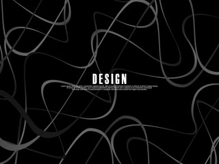 Black background with gray gradient ribbon pattern. Black background with modern graffiti pattern.