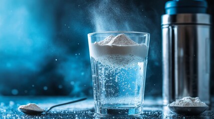 Close-Up of Whey Protein Powder Being Stirred