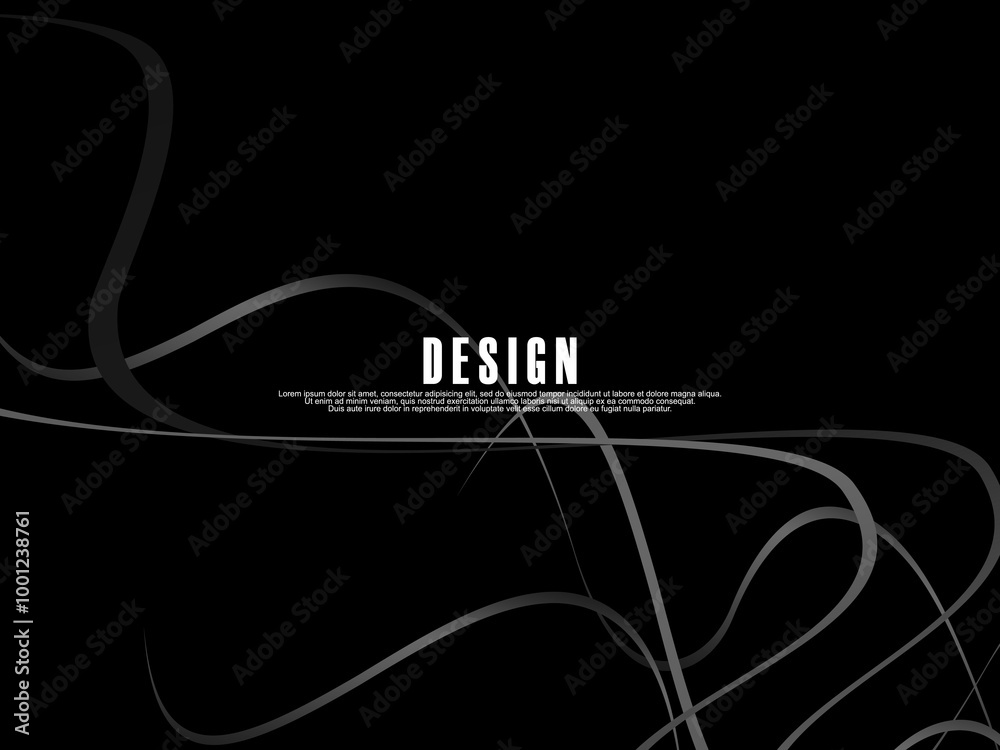 Fototapete black background with gray gradient ribbon pattern. black background with modern graffiti pattern.