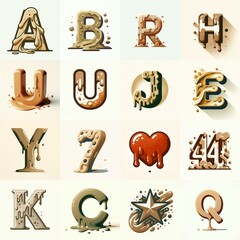 Khaki color Lettering Typeface. AI generated illustration