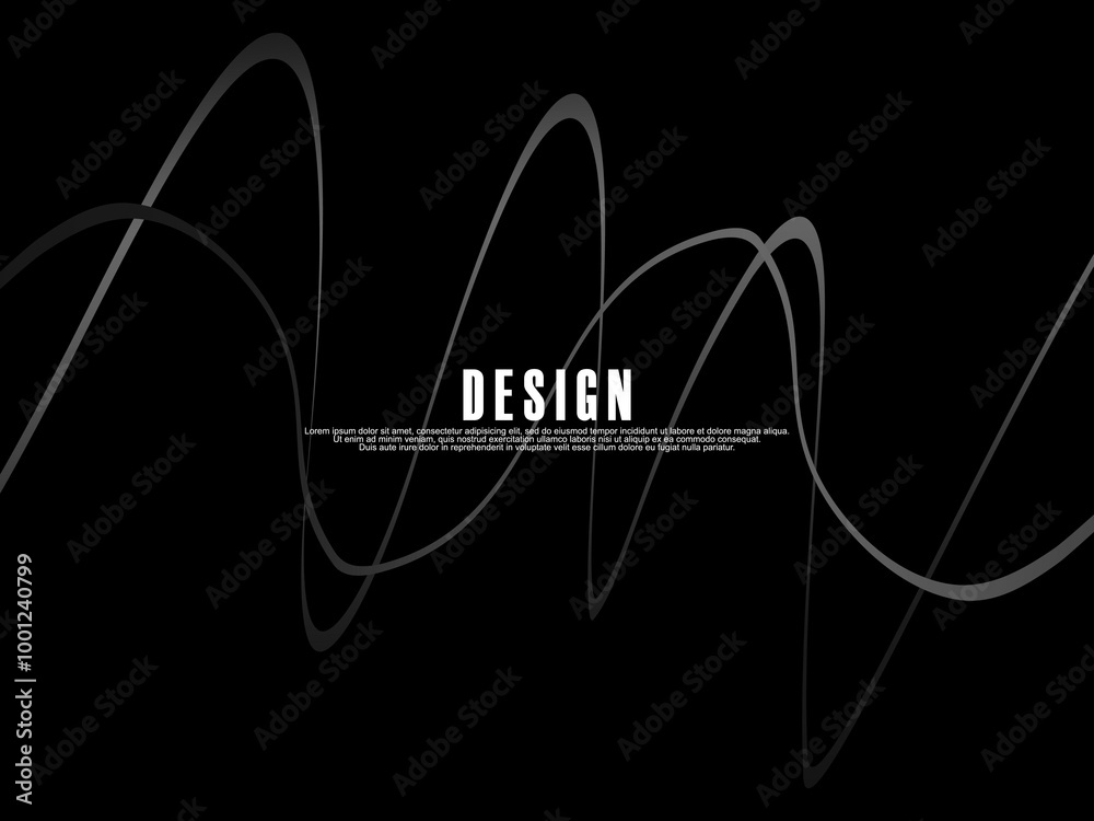 Fototapete black background with gray gradient ribbon pattern. black background with modern graffiti pattern.