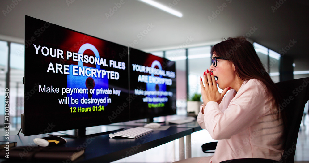 Poster ransomware cyber attack using malware
