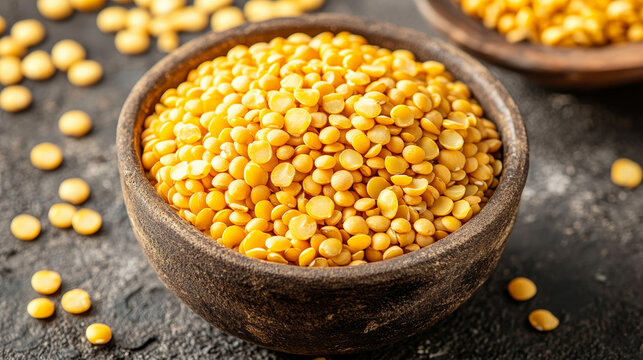 "Toor dal, also known as tur dal, yellow lentils, split pigeon peas, arhar dal, tuvar dal, and Indian split peas, represents a concept of vegetarian protein food."






