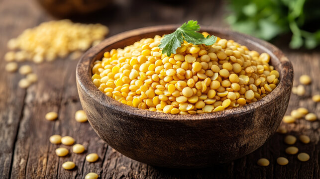 "Toor dal, also known as tur dal, yellow lentils, split pigeon peas, arhar dal, tuvar dal, and Indian split peas, represents a concept of vegetarian protein food."






