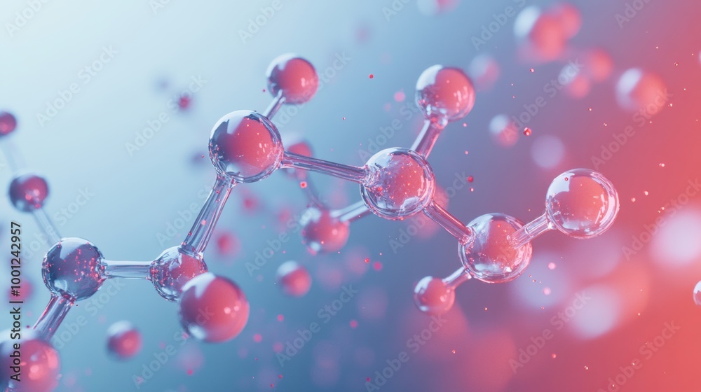 Poster Abstract representation of molecules and chemical structures in a colorful and modern design showcasing scientific concepts. Generative AI