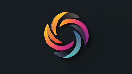 Abstract logo design with colorful swirls.