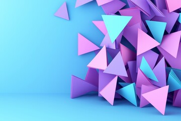 The abstract geometric background design shows layers of blue, purple, and pink triangle shapes with textures on a black background, a modern graphic art illustration that is trendy and creative.