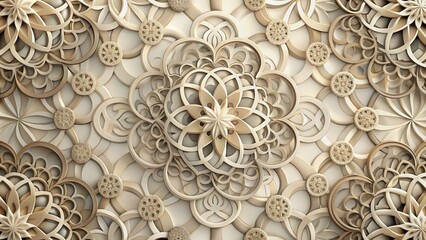 Soft, muted tones and delicate textures blend in a calming, abstract background featuring intricate, interlocking