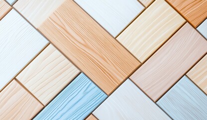 An artistic parquet floor made from colored barn boards, a weathered wood texture background, and a grungy wooden panel for wall decoration.