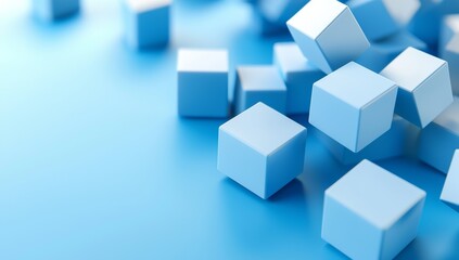 Obraz premium Design of blue geometric cubes on a 3D abstract render