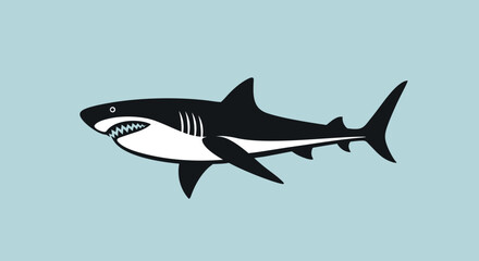 Fototapeta premium Shark logo. Isolated shark on blue background