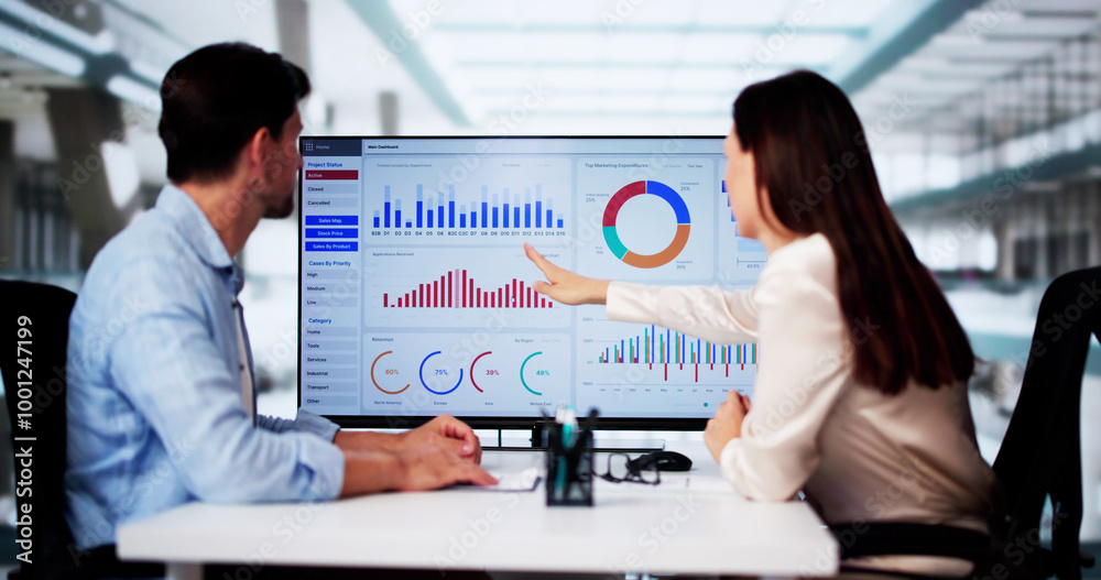 Poster Performance Analytics Dashboard Tech On PC Screen