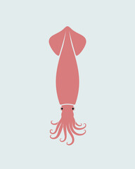 Squid logo. Isolated squid on blue background