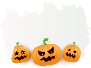 Halloween web white grunge cartoon Banner or poster with Halloween scary pumpkins isolated on transparent background . Funky kids Halloween png banner with space for greeting text or sale
