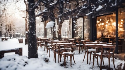 Naklejka premium cafe with winter