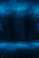 Dark night scene, street with spotlights, neon. © MiaStendal