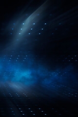 Dark night scene, street with spotlights, neon.