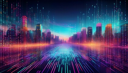 Binary code city background