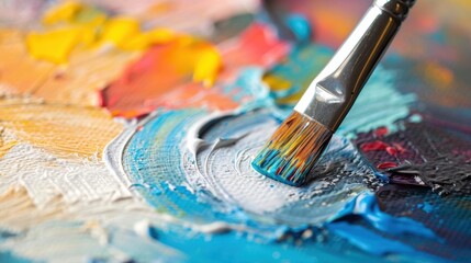 Fototapeta premium A blank canvas with the first brushstroke of paint, representing the start of a new artistic journey