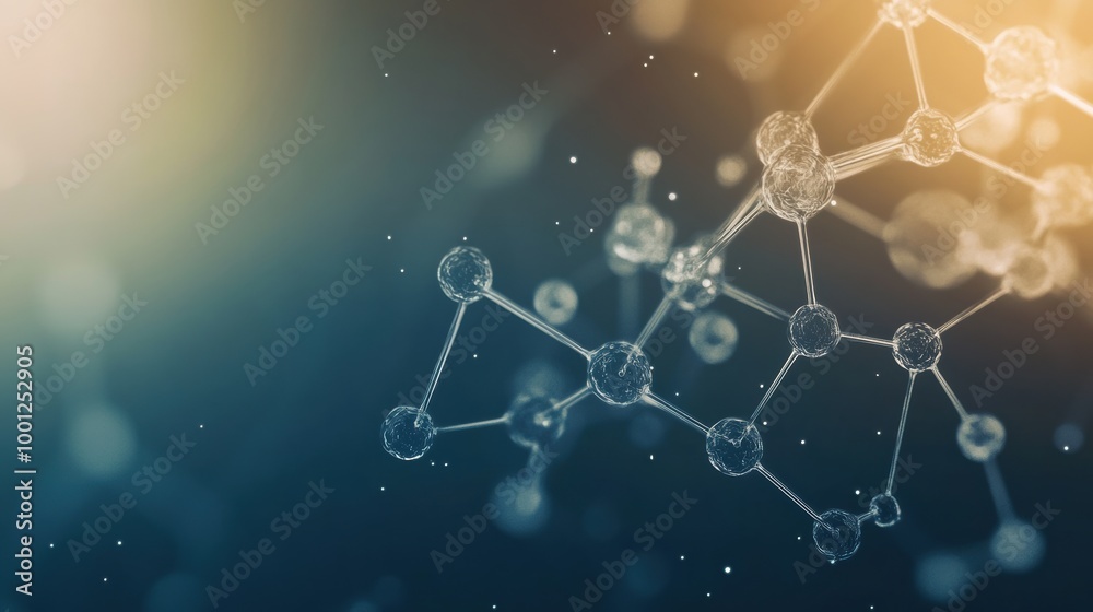 Poster abstract representation of molecular structures with chemical connections and dynamic elements in a 