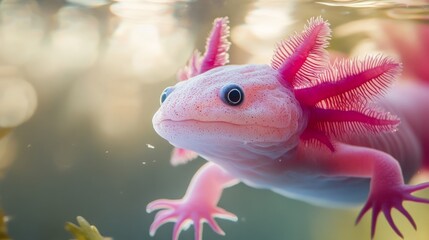Colorful Axolotl in Water