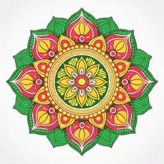 Mandala art design also called rangoli, decorative elements on white background