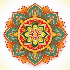 Mandala art design also called rangoli, decorative elements on white background