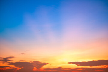 Beautiful , luxury soft gradient orange gold clouds and sunlight on the blue sky perfect for the background, take in everning,Twilight, Large size, high definition landscape photo