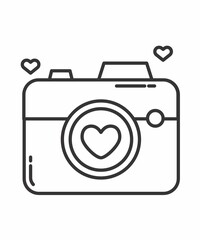 illustration of a camera with hearts