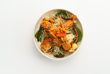 Delicious Seafood Dish with Fresh Vegetables and Spices
