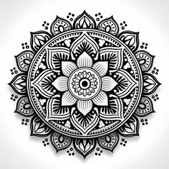 Mandala art design also called rangoli, decorative elements on white background