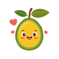 Obraz premium Jackfruit Fruit Cute Cartoon Fresh Animation Kawaii Healthy Character 