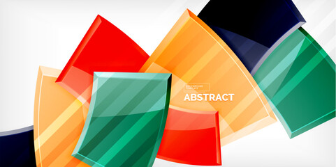 Round 3d shapes, plates background. Creative composition design template