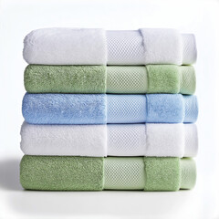 Stack Of Towels In Closet And Badroom And Outside, Colorful, Product Photography