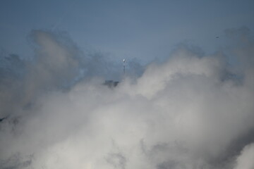 Austrian Alps covered in snow and fog