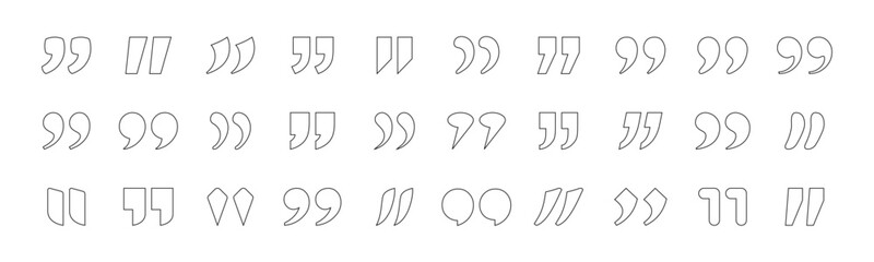 Quotation Mark Vector Set. Typographic Designs Collection of Quote Mark Vector Illustration.