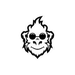 Gorilla face Logo vector clipart Monkey head mascot. Gorilla head icon, wildlife primate ape symbol.