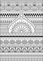 Coloring book page. Colorless pattern with abstract elements.
