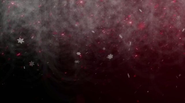 Snow rain with sparkling red particle loop animation on black background