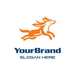 Jumping Fox  Jackal Coyote Dog Logo Design