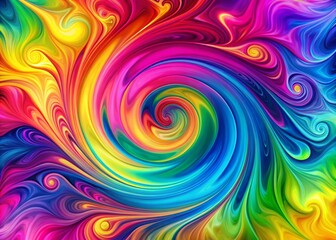 Vibrant abstract background featuring swirling patterns of bright pink, blue, yellow, and green hues, ideal for adding