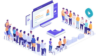 People gathered for a presentation on a computer screen.