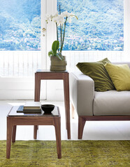 Modern luxury apartment interior in minimal scandinavian style, 3d rendering