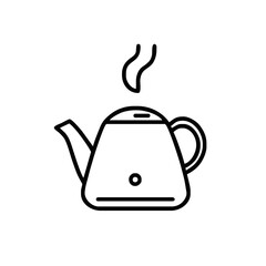 Obraz premium Minimalist Teapot Icon with Steam in Simple Black and White Line Art Design